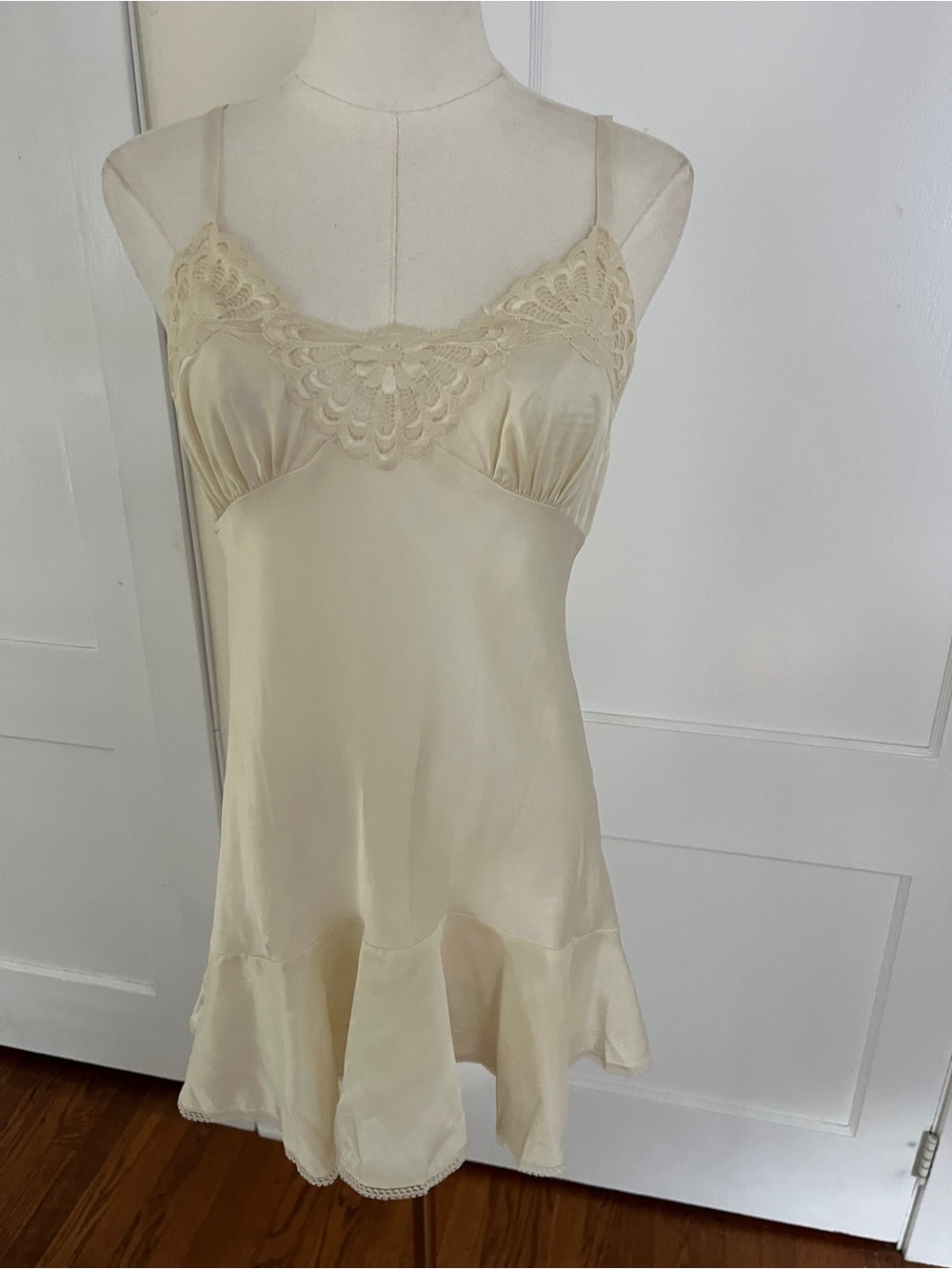 Rare Fernando Sanchez Ivory Satin Lace Slip — Designer Gift to Anna Bayle